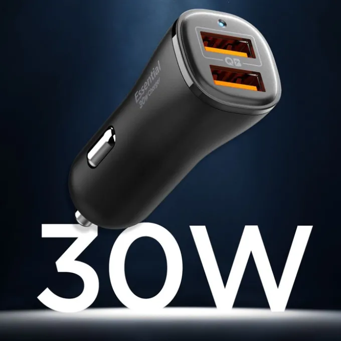 ŁADOWARKA SAMOCHODOWA SPIGEN ESSENTIAL EV302 2-PORT CAR CHARGER 30W CZARNA