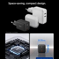 ŁADOWARKA SIECIOWA SPIGEN EE451EU ESSENTIAL 1-PORT 45W Z KABLEM USB-C CZARNA