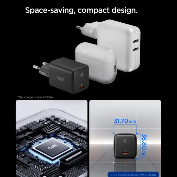 ŁADOWARKA SIECIOWA SPIGEN EE451EU ESSENTIAL 1-PORT 45W Z KABLEM USB-C CZARNA