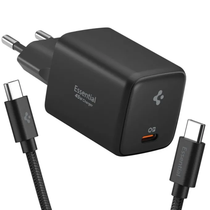 ŁADOWARKA SIECIOWA SPIGEN EE451EU ESSENTIAL 1-PORT 45W Z KABLEM USB-C CZARNA