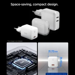 ŁADOWARKA SIECIOWA SPIGEN EE451EU ESSENTIAL 1-PORT 45W Z KABLEM TYPE-C BIAŁA