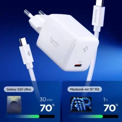 ŁADOWARKA SIECIOWA SPIGEN EE451EU ESSENTIAL 1-PORT 45W Z KABLEM TYPE-C BIAŁA
