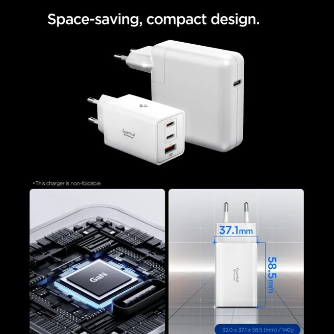 ŁADOWARKA SIECIOWA SPIGEN ESSENTIAL EE673EU 3-PORTOWA 67W BIAŁA