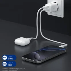 ŁADOWARKA SIECIOWA SPIGEN ESSENTIAL EE352EU 2-PORTOWA 35W BIAŁA