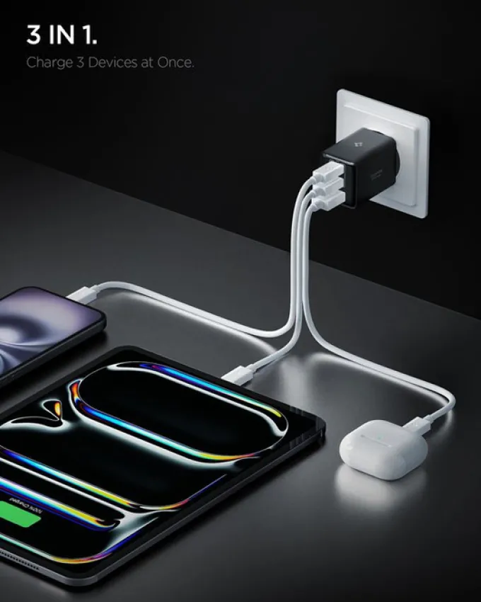 ŁADOWARKA SIECIOWA SPIGEN ESSENTIAL 47W USB-C USB-A EE473EU CZARNA