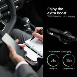 Ładowarka SPIGEN STEADIBOOST F31QC 2-PORT CAR CHARGER PD27W/QC3.0 BLACK