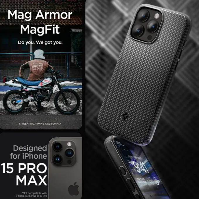 Etui iPhone 15 Pro Max Spigen Mag Armor Magsafe Matte Black Case