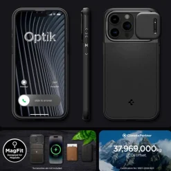 Etui iPhone 15 Pro Max Spigen Optik Armor Mag Magsafe Black Case