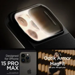 Etui iPhone 15 Pro Max Spigen Optik Armor Mag Magsafe Black Case