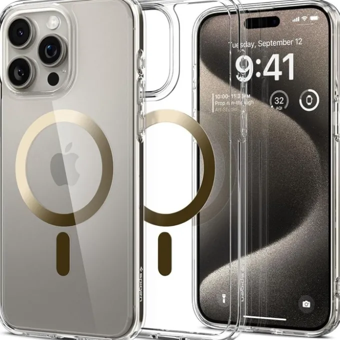 Etui iPhone 15 Pro Max Spigen Ultra Hybrid Mag Magsafe Gold Case