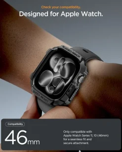ETUI SPIGEN APPLE WATCH 11 46MM RUGGED ARMOR 2 MATTE BLACK