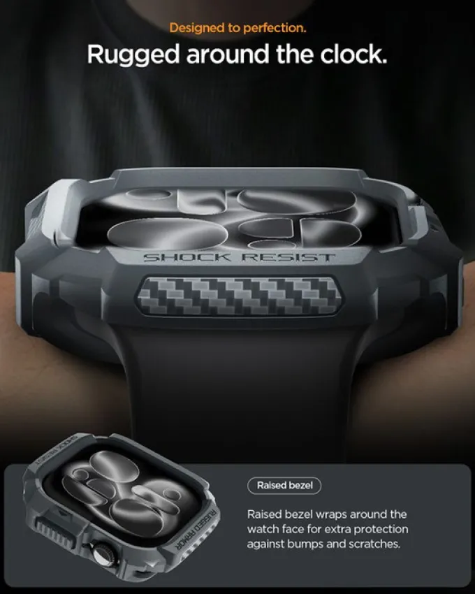 ETUI SPIGEN APPLE WATCH 11 46MM RUGGED ARMOR 2 DARK GRAY