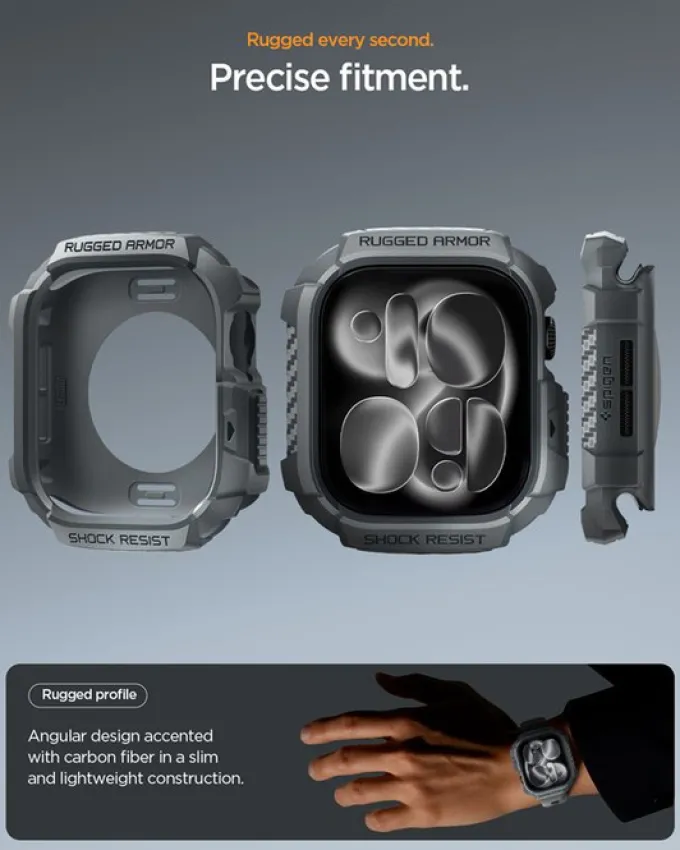 ETUI SPIGEN APPLE WATCH 11 46MM RUGGED ARMOR 2 DARK GRAY