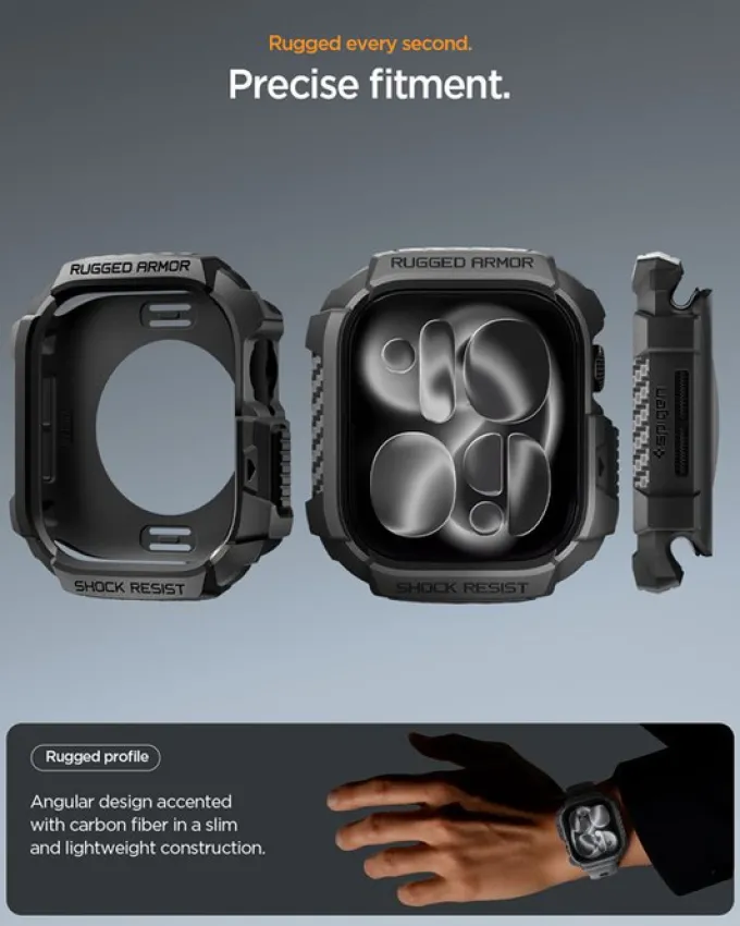 ETUI SPIGEN APPLE WATCH 11 42MM RUGGED ARMOR 2 MATTE BLACK
