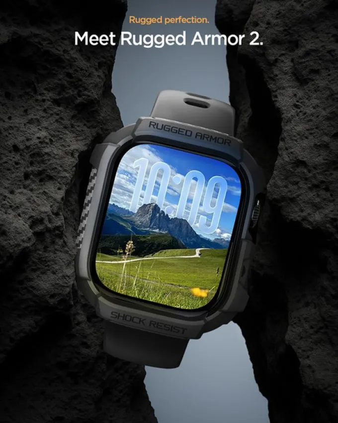 ETUI SPIGEN APPLE WATCH 11 42MM RUGGED ARMOR 2 MATTE BLACK