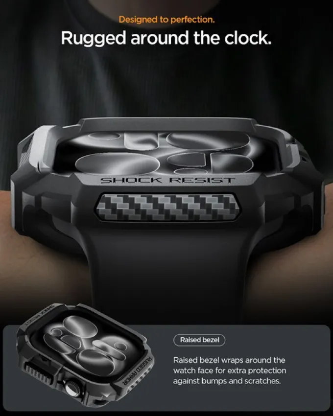 ETUI SPIGEN APPLE WATCH 11 42MM RUGGED ARMOR 2 MATTE BLACK