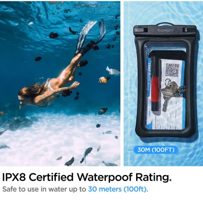 Etui Spigen A610 Wodoodporne Uniwersalne WATERPROOF FLOAT CASE 2-PACK BLACK