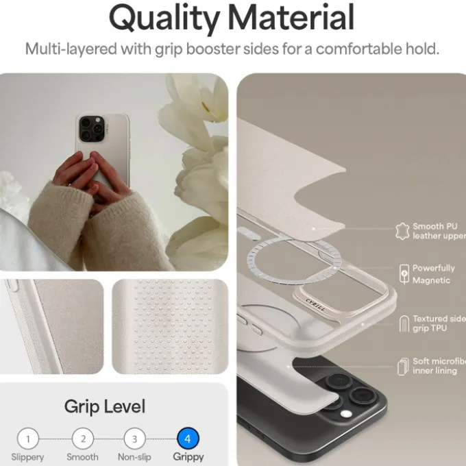 ETUI SPIGEN CYRILL KAJUK CLASSIC CHARM MAG MAGSAFE IPHONE 16 PRO CREAM