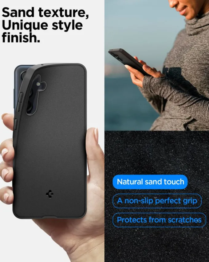 ETUI SPIGEN ESSENTIAL SANDBLAST SAMSUNG GALAXY M55 5G MATTE BLACK