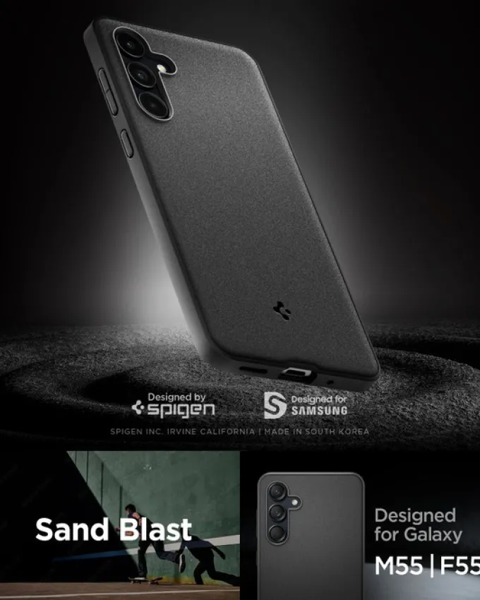 ETUI SPIGEN ESSENTIAL SANDBLAST SAMSUNG GALAXY M55 5G MATTE BLACK