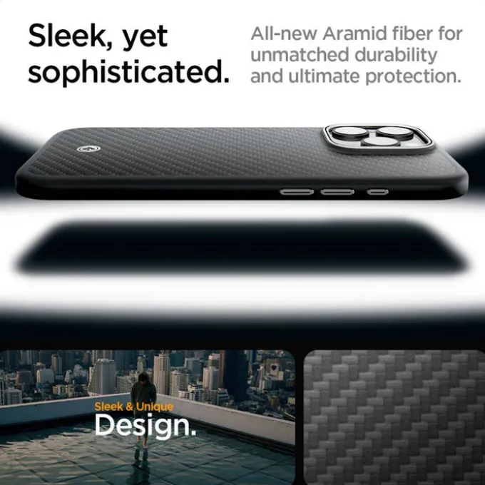 ETUI SPIGEN EZNO ARAMID MAG MAGSAFE IPHONE 16 PRO CZARNE