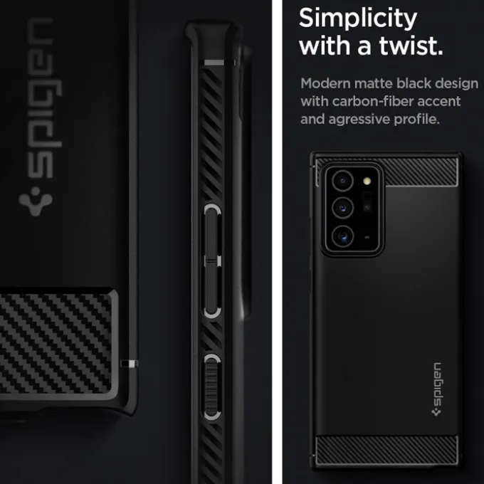 Etui SPIGEN Galaxy Note 20 Ultra Rugged Armor Matte Black Czarne Case