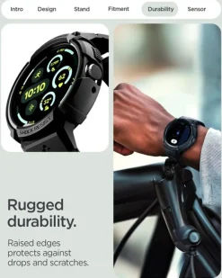ETUI SPIGEN GOOGLE PIXEL WATCH 4 45mm RUGGED ARMOR PRO Z PODSTAWKĄ CZARNE