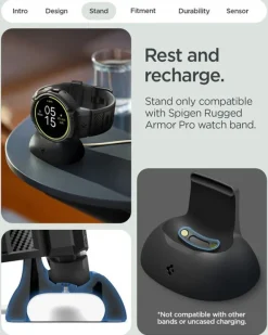 ETUI SPIGEN GOOGLE PIXEL WATCH 4 45mm RUGGED ARMOR PRO Z PODSTAWKĄ CZARNE