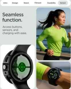 ETUI SPIGEN GOOGLE PIXEL WATCH 4 41MM LIQUID AIR + STAND MATTE BLACK