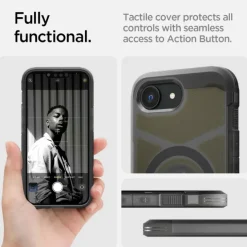 ETUI SPIGEN IPHONE 17E / 16E TOUGH ARMOR MAG MAGSAFE FROST BLACK
