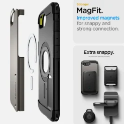 ETUI SPIGEN IPHONE 17E / 16E TOUGH ARMOR MAG MAGSAFE GUNMETAL