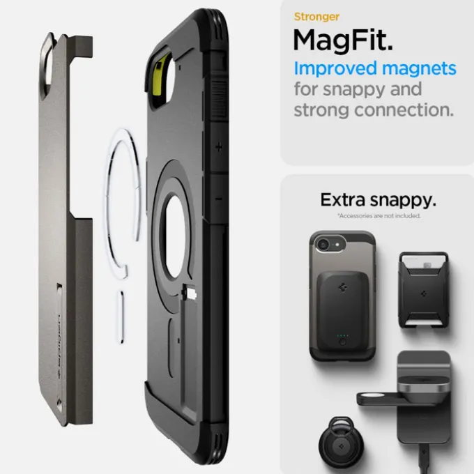 ETUI SPIGEN IPHONE 17E / 16E TOUGH ARMOR MAG MAGSAFE GUNMETAL