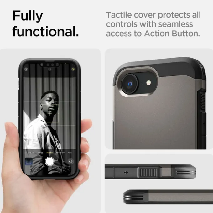 ETUI SPIGEN IPHONE 17E / 16E TOUGH ARMOR MAG MAGSAFE GUNMETAL
