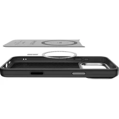 ETUI SPIGEN IPHONE 17 PRO ENZO ARAMID ”T” MAG MAGSAFE BLACK/SILVER