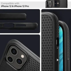Etui SPIGEN iPhone 12 / 12 Pro Liquid Air Matte Black Czarne Case