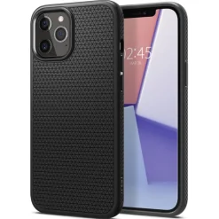 Etui SPIGEN iPhone 12 / 12 Pro Liquid Air Matte Black Czarne Case