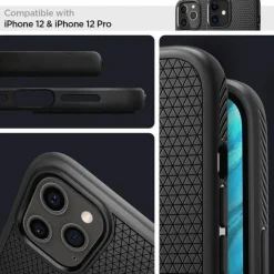 Etui SPIGEN iPhone 12 / 12 Pro Liquid Air Matte Black Czarne Case