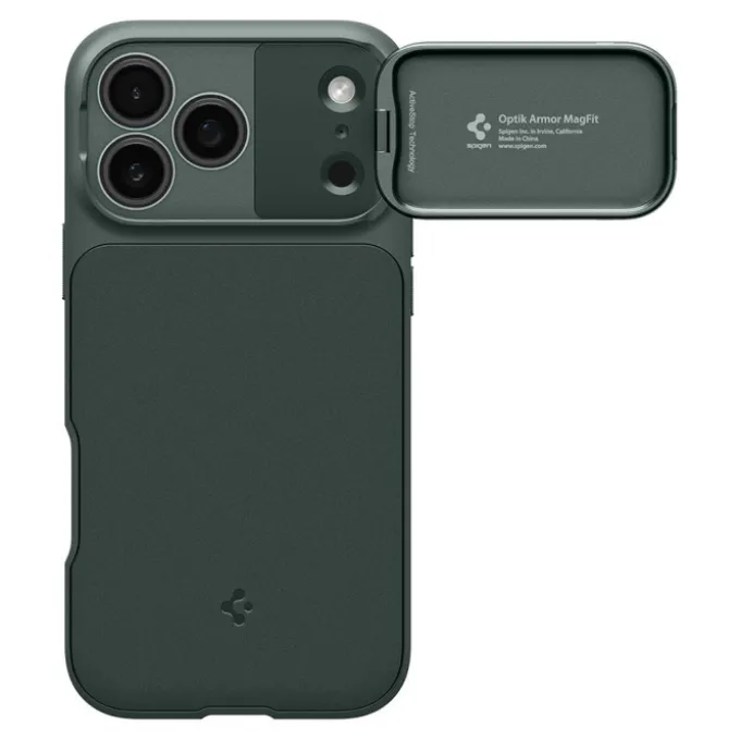 ETUI SPIGEN IPHONE 17 PRO MAX OPTIK ARMOR MAG MAGSAFE ABYSS GREEN