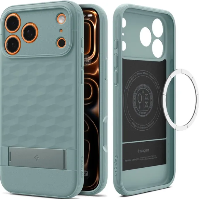 ETUI SPIGEN IPHONE 17 PRO MAX PARALLAX ”S” MAG MAGSAFE SAGE GREEN