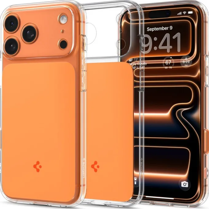 ETUI SPIGENIPHONE 17 PRO MAX ULTRA HYBRID ”T” MAG MAGSAFE GLOSSY ORANGE