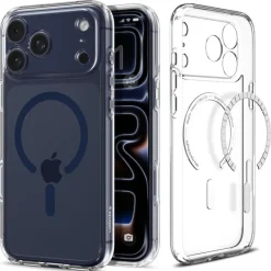 ETUI SPIGEN IPHONE 17 PRO MAX ULTRA HYBRID MAG MAGSAFE CLEAR/DEEP BLUE