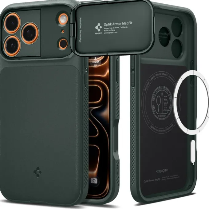 ETUI SPIGEN IPHONE 17 PRO OPTIK ARMOR MAG MAGSAFE ABYSS GREEN