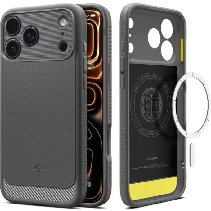 ETUI SPIGEN IPHONE 17 PRO RUGGED ARMOR MAG MAGSAFE GREY