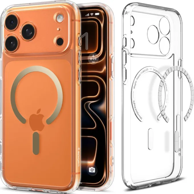 ETUI SPIGEN IPHONE 17 PRO ULTRA HYBRID MAG MAGSAFE CLEAR/GOLD