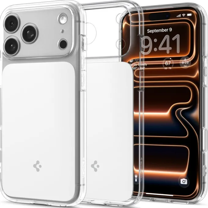 ETUI SPIGEN IPHONE 17 PRO ULTRA HYBRID ”T” MAG MAGSAFE CLEAR/WHITE