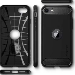 Etui SPIGEN iPhone SE 2022 2020 Rugged Armor Black Czarne Case