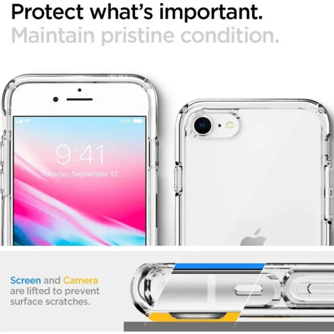 Etui SPIGEN iPhone SE 2022 2020 7 8 Ultra Hybrid Przezroczyste Clear Przezroczysty Case