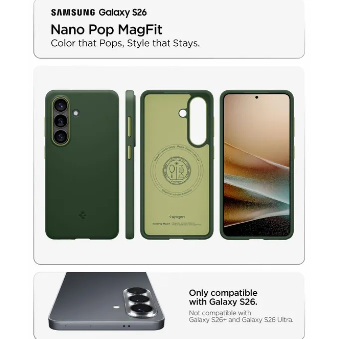 ETUI SPIGEN NANO POP MAG SAMSUNG GALAXY S26 MAGSAFE AVO GREEN