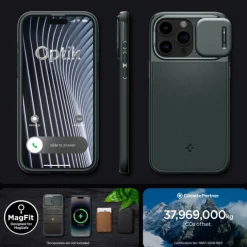 Etui Spigen Optik Armor Mag Magsafe iPhone 15 Pro Abyss Green Case