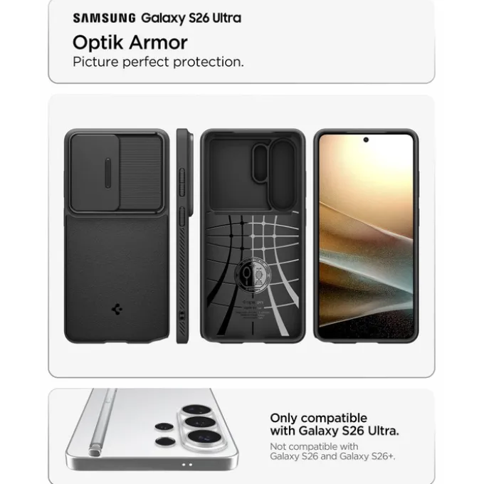 ETUI SPIGEN OPTIK ARMOR SAMSUNG GALAXY S26 ULTRA BLACK